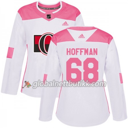 Ottawa Senators Hockeydrakt Mike Hoffman 68 2017-2018 Hvit Rosa Fashion Adidas Authentic - Dame